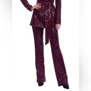 NWT Cable and Gauge Lined Flared Sequined Sequin Dress Pants Full Length Large